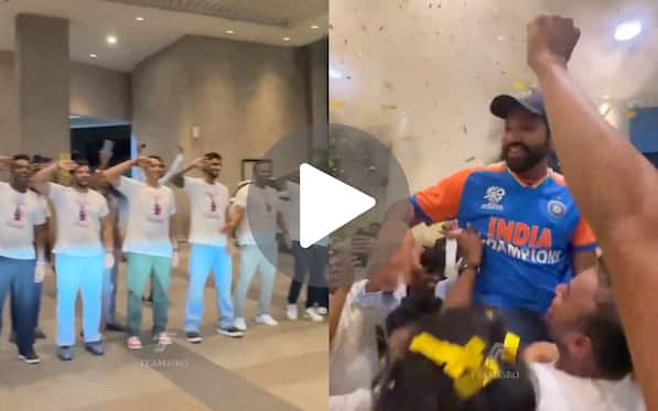 [Watch] Rohit Sharma Receives Grand Welcome, Lifted On Shoulders By Tilak Varma & Co